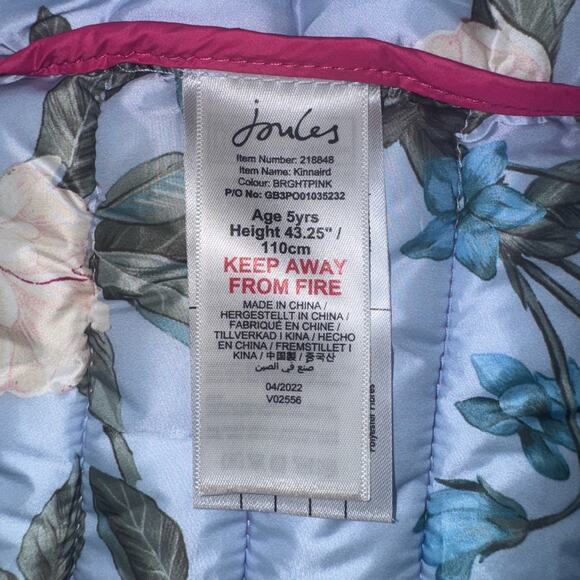 Joules Jacket Girls 5 Reversible Hooded Puffer Cool Weather Outdoor Lightweight - Picture 14 of 14